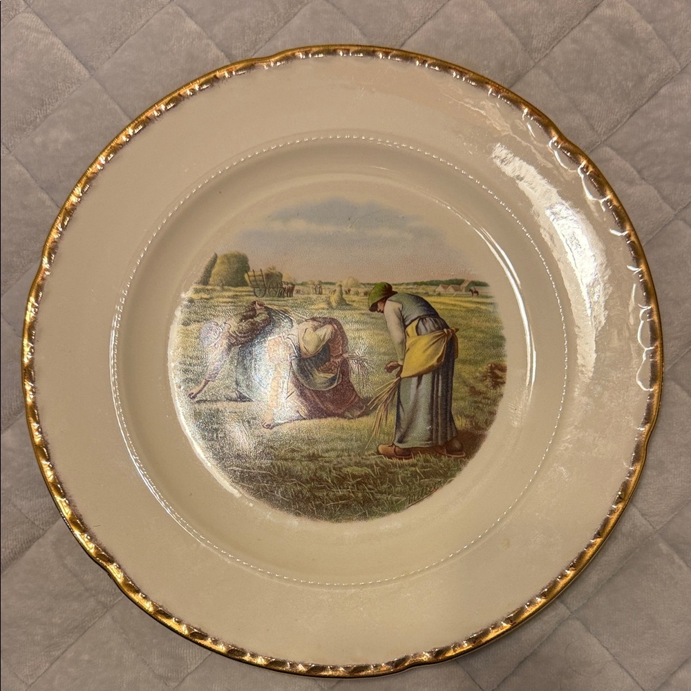Vintage Crooksville Dinner Plate- “The Gleaners”